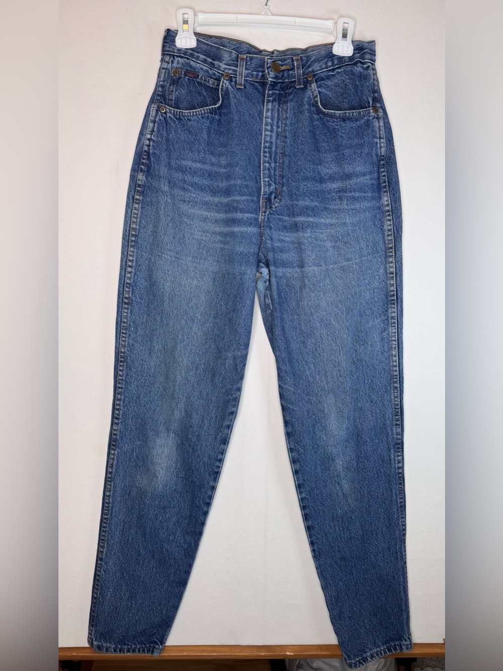 80s Chic Distressed High Rise Mom Jeans in women's size 12 Tall USA made tapered